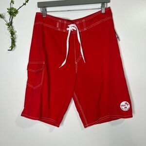 Vans Off The Wall Red Board Shorts Swim Trunks NWT 34